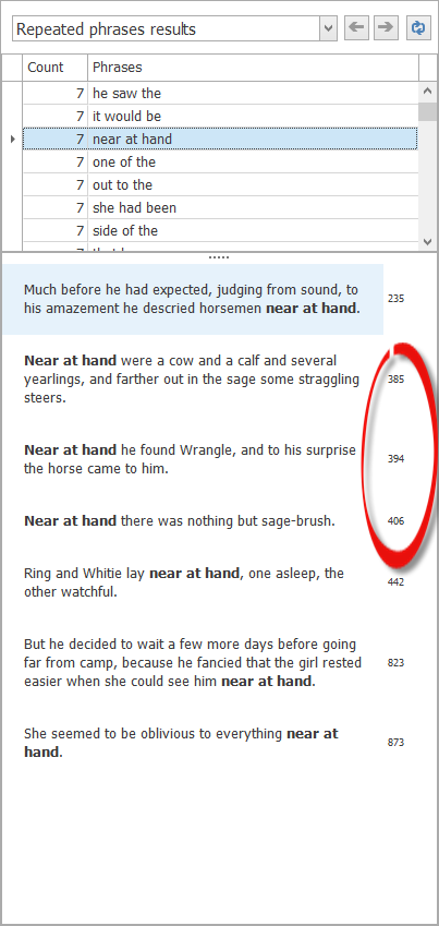 Proximity results for phrases